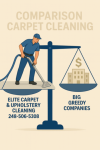 Elite Carpet & Upholstery Cleaning compared to big franchise carpet cleaning companies in Michigan