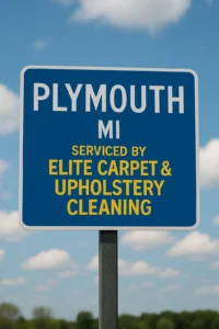 Plymouth, Michigan welcome sign serviced by Elite Carpet & Upholstery Cleaning